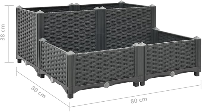 Raised BedsPlanters for Growing Fresh HerbsVegetablesFlowersSucculents and Other Plants | Ideal for Outdoor PatiosDecksBalconies 31.5x31.5x15 Polypropylene