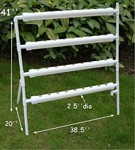 Wall-Mounted Hydroponic Grow Kit 36 Plant Sites Hydroponics Planting System 4 Food-Grade PVC Pipes Hydroponic Gardening Indoor System with 110V Well PumpPlanting SpongeHose