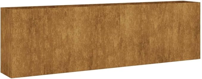 Corten Steel Garden Raised Bed Ample Space Outdoor Planter Box with Open Bottom Metal Raised Planter Bed for Vegetables Flowers 110.2x15.7x31.5 Brown-265