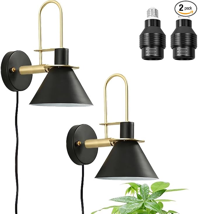 Hook Type Wall Mounted Plant Light Full Spectrum 4500K 10W Adjusted Angle &amp Light Beam Range 15°-60° Modern Black Metal Wall Lamp for Indoor Growing Plants Flowers 2 Pack