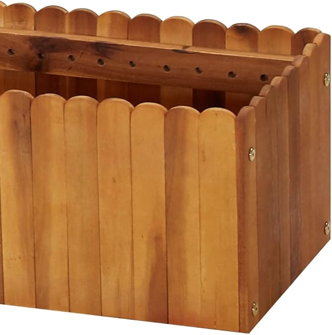 vidaXL Acacia Wood Raised Garden Bed - Outdoor Rectangular Planter Box Brown Weather Resistant Easy Drainage Design (78.7x11.8x9.8)
