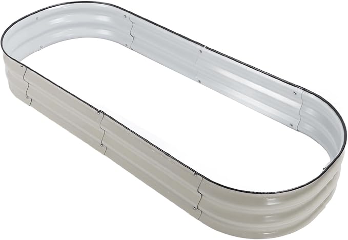 GLOGLOW Raised Garden Bed Kits Thicken DIY Garden Raised Planter Box Open Bottom Rounded Corners Easy Installation Bed for Vegetables Flower (White)