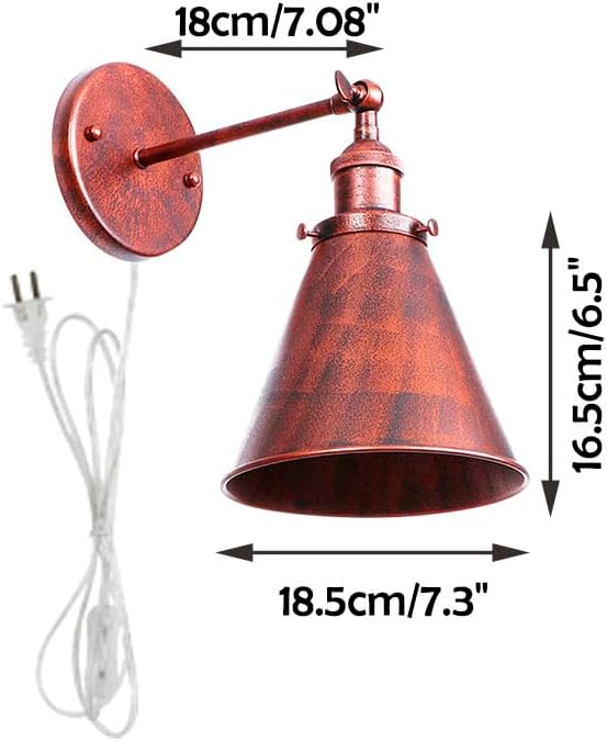 Hook Mounted Plant Light Full Spectrum 4500K 10W Adjusted Angle &amp Light Beam Range 15-60 Degree Vintage Rust Wall Lamp for Indoor Plants Flowers Growing