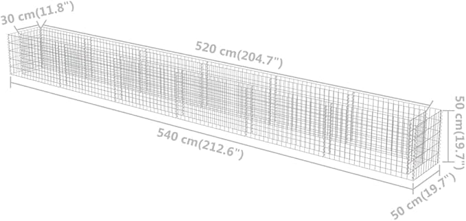 Gabion Raised Bed Silver Galvanized Steel 21.3 x 19.7 x 19.7 in Gardening Pots &amp Planters 143567