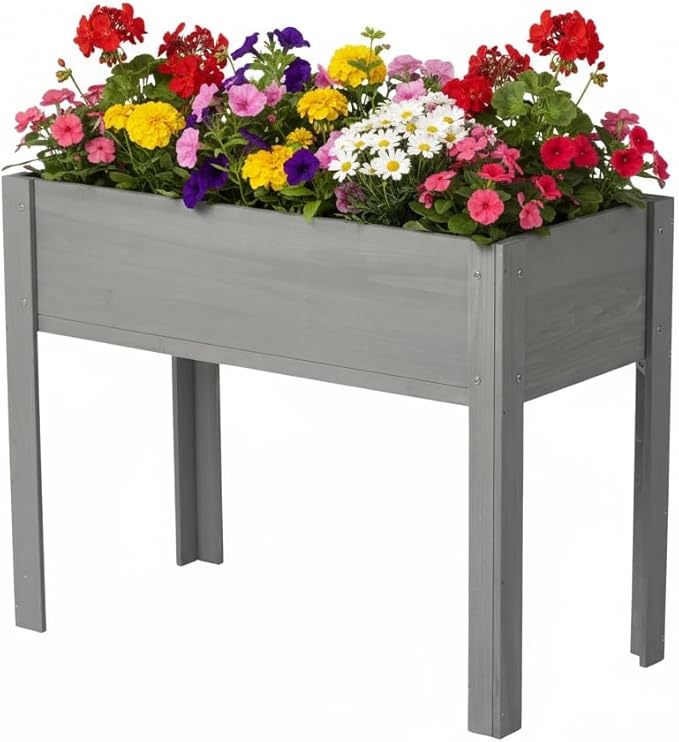 40x20x31 inch Raised Garden Bed with Legs Elevated Wooden Planter Box for Outdoor Plants Flowers Fruits Vegetable Herb Growing