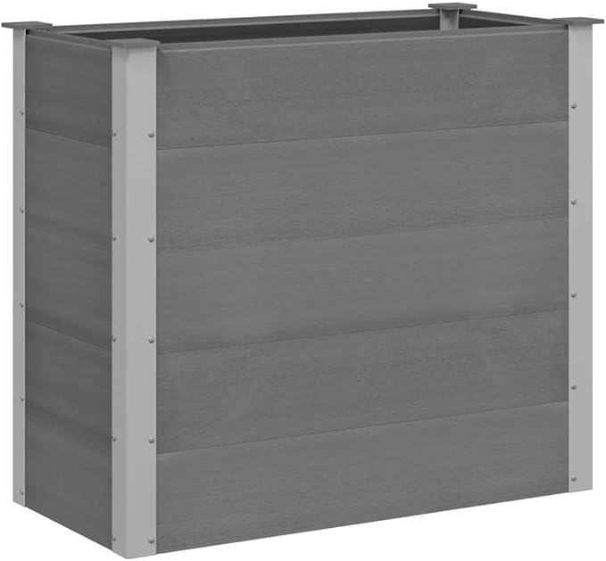 Modern Design Garden Raised Bed Wood Look Planter Box for Gardening Vegetables Fruits Flowers Gray Wood-Plastic Composite 39.4x19.7x35.8-461