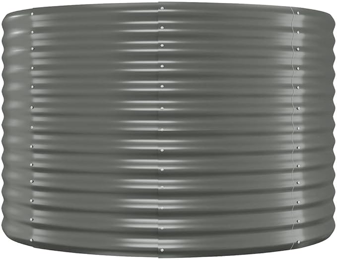 Garden Raised Bed Grey Powder-Coated Steel 39.4 x 39.4 x 26.8 in Outdoor Planter Box for Vegetables Herbs Flowers