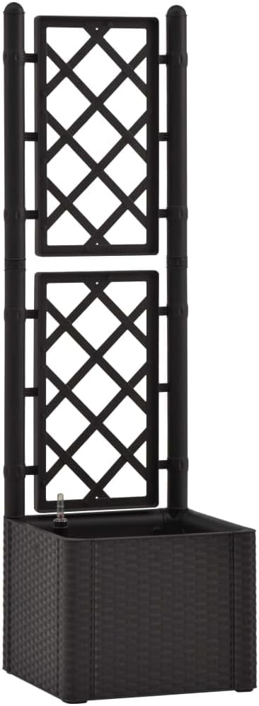 Garden Raised Bed Planter Box with Trellis and Self Watering System Outdoor Standing Tomato Planter for Climbing Plants Anthracite 16.9x16.9x55.9-513