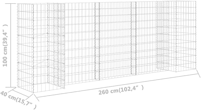Large Silver Steel Wire Gabion Planter Rectangular Outdoor Garden Planter Box for Raised Flower Beds and Vegetable Gardens 102.4 x 102.4 x 39.4 in Durable Metal Construction