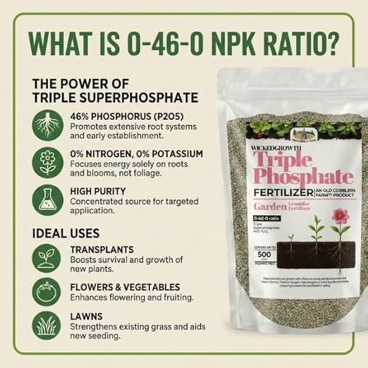Old Cobblers Farm™ Wicked Growth Triple Phosphate - Boosts Root Development &amp Flowering Eco-Friendly (5 lbs | 10 lbs | 15 lbs | 20 lbs) (20 lbs)