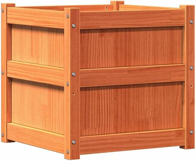 Raised Garden Bed Planters 2 Pcs Wax Brown Solid Pine Wood Outdoor Planters for Garden Patio and Balcony – Raised Garden Box for Vegetables Flowers and Herbs