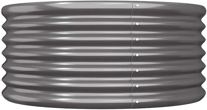 Round Garden Planter Anthracite Powder-Coated Steel 31.5 Inch Outdoor Plant Container Durable Metal Raised Bed for Patio Balcony Herbs