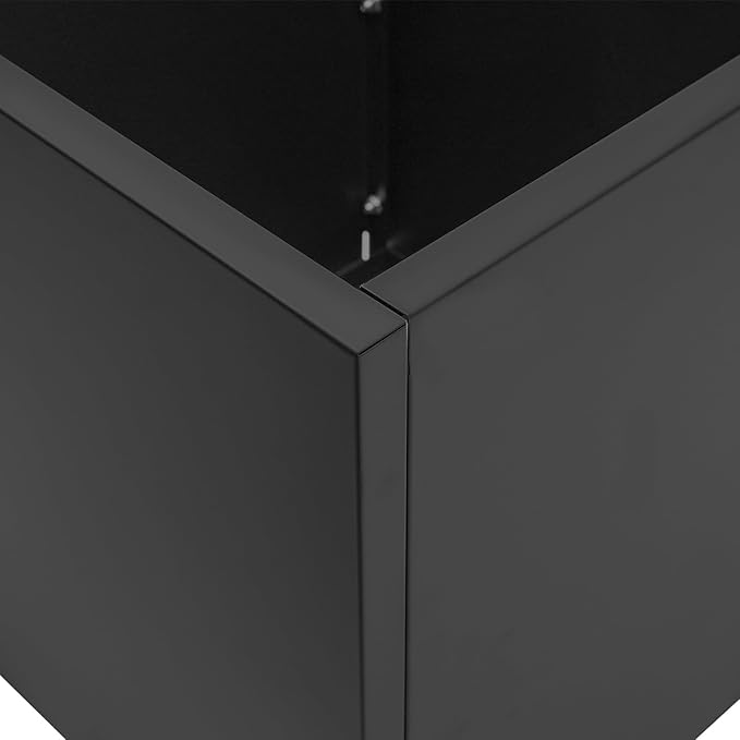 Raised Garden Bed 24 * 24 * 24in Steel Metal Square Planter Box for Indoor Outdoor Balconies Gardens Decks Patios Decks Front Porches (Black)