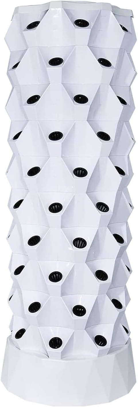 Hydroponic Vertical Garden Tower Aeroponic Tower Garden System Hydroponic Tower Soilless Cultivation Farm Vegetable Equipment for Fruits and Vegetables Planting(White170cm/67in)