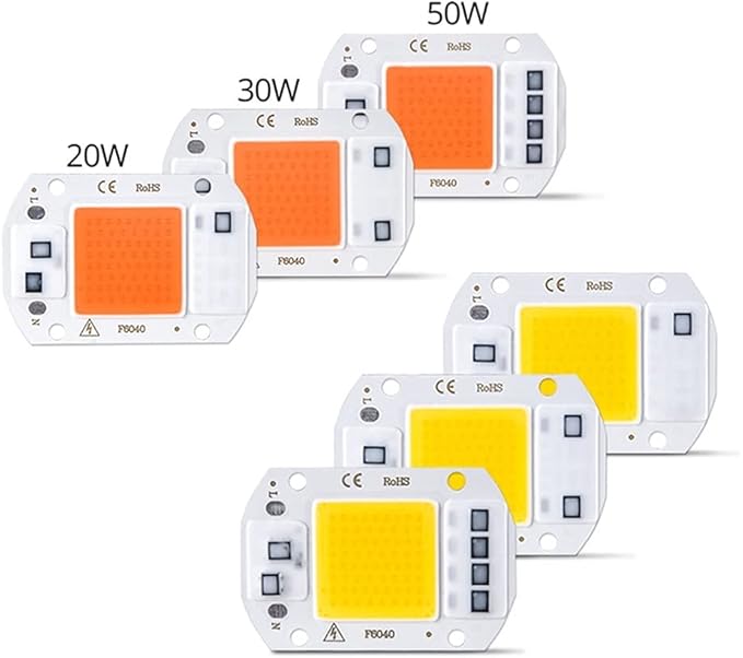 Fengyan Home Bulbs 1pack LED COB Chip Bulb Light 50W 30W 20W 220V 110V DIY Smart IC Plant Full Spectrum LED Grow Light Indoor Plant Seedling Flower Grow Household Lamp
