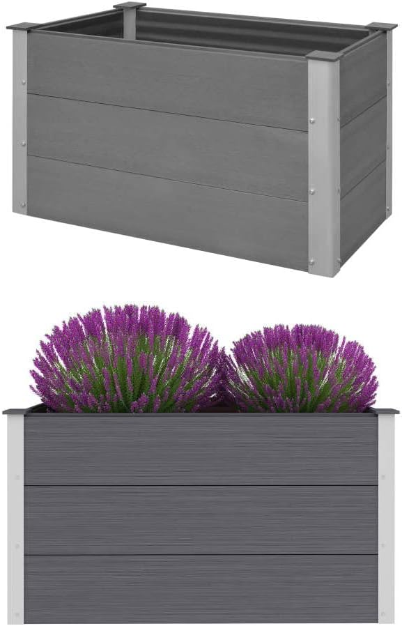 Garden Raised Bed WPC 39.4x19.7x21.3 Gray