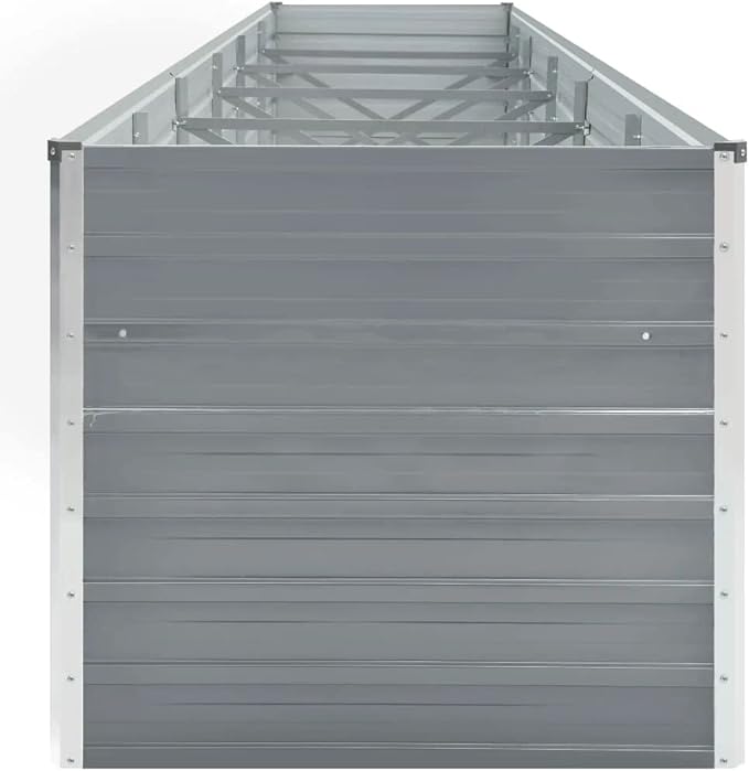 Garden Raised Bed Galvanized Steel 189x31.5x30.3 Gray