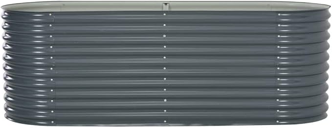 Garden Raised Bed 94.4x31.4x31.8 Galvanized Steel Gray