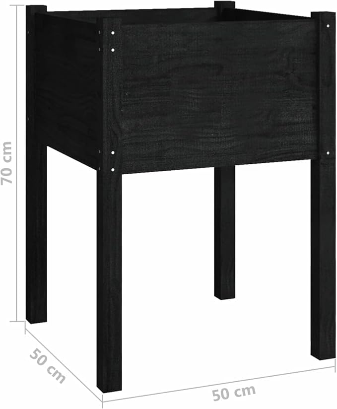 Raised Bed Wood Raised Beds for Garden Wooden Raised Bed Planter Raised Bed Wood Black Herb Bed Wood Flower Box Flower Box Flower Pot Garden Planter 50 x 50 x 70 cm Pack of 2