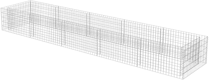 Gabion Raised Bed Silver Galvanized Steel 177.2 x 35.4 x 19.7 in Outdoor Planter Box for Gardening Durable Metal Frame for Plants