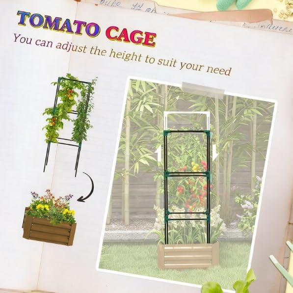 Garden BedRaised Garden BedGalvanized Planter Box with Cage for Climbing Vines