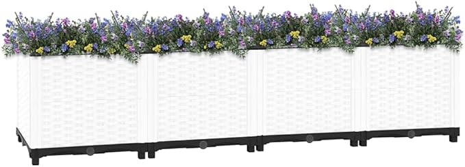 63 White Raised Garden Bed Large Square Planter Box 15 Deep Polypropylene Outdoor Herb Flower Boxes for Patio Balcony Garden