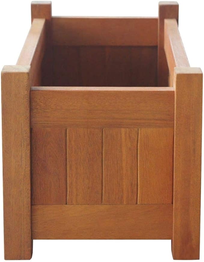 Garden Planter Raised Bed Acacia Wood Patio Flower Plant Vegetable Bed with Slatted Bottom Wooden Lawn Backyard Outdoor Patio DIY Decor 19.7 x 9.8 x 9.8