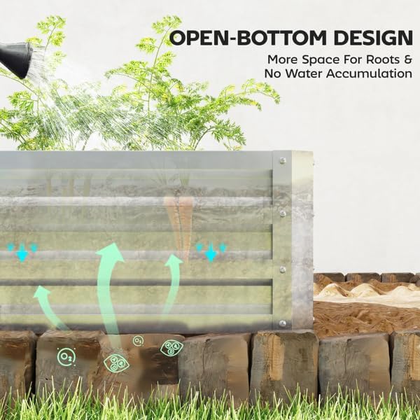 2-Pack Galvanized Raised Garden Bed with PE Greenhouse 47 x 23.5 x 12 Metal Planter Box for Vegetables Flowers Herbs Open Bottom Outdoor Garden Bed for Backyard Silver