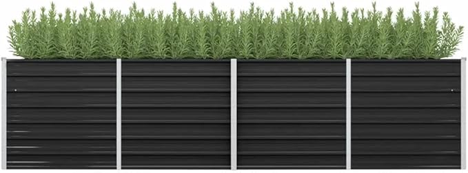 Garden Raised PlanterGarden BedGalvanized Raised Garden BedPlanter Raised bedsGalvanized PlanterFlower BedBed Anthracite 126x31.5x30.3 Galvanized Steel