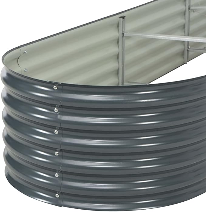 Raised Garden Bed Kit for Vegetables Flower Galvanized Metal Planter Boxs Large Garden Bed Metal Plant Stakes 157.5x31.5x17.3 Galvanized Steel Gray
