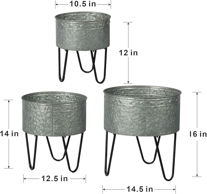Set of 3 Metal Decorative Pots