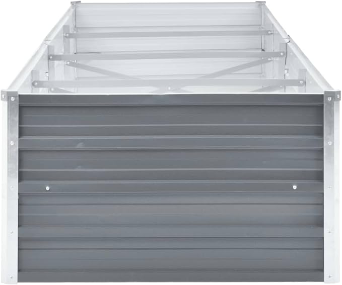 Outdoor Garden Raised Bed Galvanized Steel Metal Outdoor Garden Raised Planter Box for Flowers Vegetables Fruits Herbs Gray 126x31.5x17.7 -AA