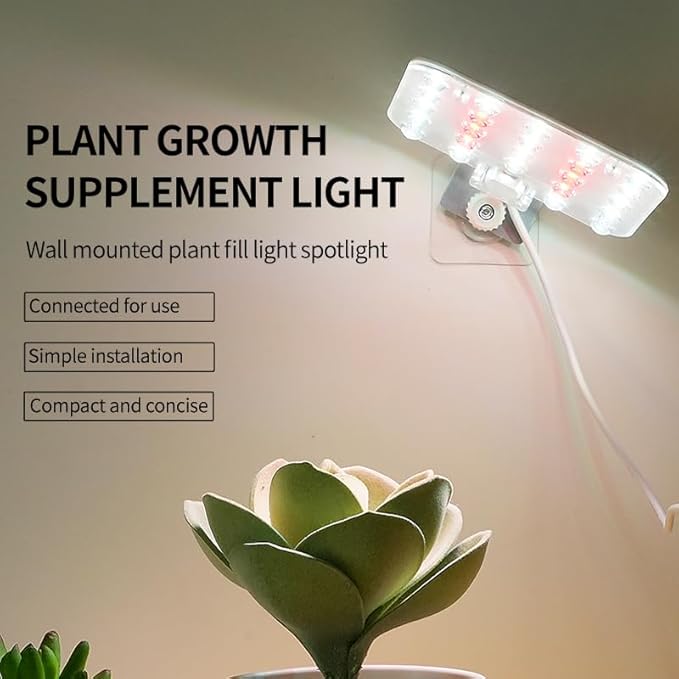 Grow Lights for Indoor Plants Full Spectrum Panel Lamp with Timer (6H/10H/12H) Auto On/Off 4 Dimming Levels Slim Design for Under-Shelf or Wall Mount Use Natural White2-Pack
