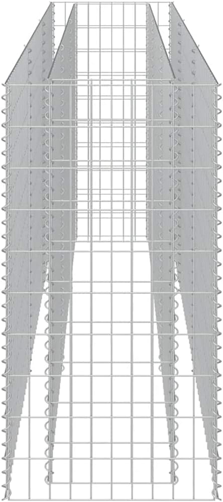 vidaXL Gabion Steel Raised Bed - Large Capacity Silver Galvanized Planter Proof and Weather- Mesh Grid Stabilized for Garden Patio Easy Assembly