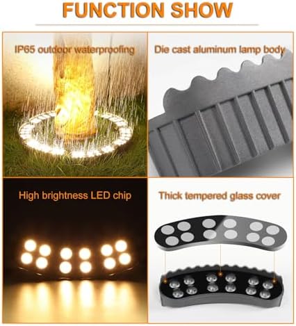 Outdoor Landscape Spotlights Outdoor Led Garden Lights Courtyards Ring Tree Light Aluminum Landscape Spotlights for Trees Easy to Use(White LightPack of 8)