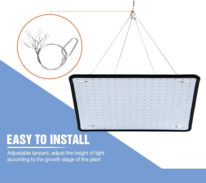 4PCS 500W Plant Growing Light 225Leds Fill Light Ultra-Thin Panel for Indoor Plants Full Spectrum for Seedlings &amp Flowering &amp Succulents Fixed-Intensity Growth Lamps with US Plug and Mounting