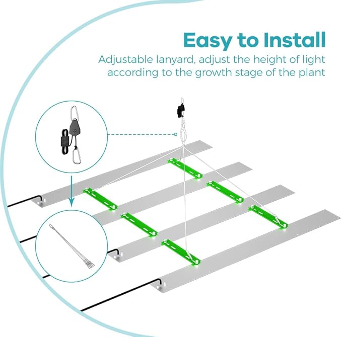 800W Full Spectrum Grow Lights 100-277V Hydroponic System Lamps UV/IR Seedings Fill Lamp Sunlight Greenhouse Vegs Succulent Flowers Moss Fruits Potting Cactus Lighting US Plug with Hook Hanging