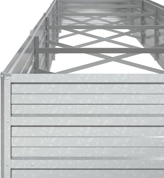 Galvanized Steel Garden Raised Bed Large Outdoor Planter Box with Open Bottom Metal Raised Planter Bed for Vegetables Flowers 189x31.5x17.7 Silver-386