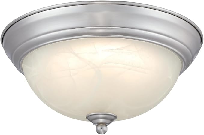 Westinghouse Lighting 6137100 Dubrow Traditional One-Light 11 Inch 14 Watt LED Indoor Flush Mount Fixture with Color Temperature Selection Brushed Nickel Finish White Alabaster Glass Shade