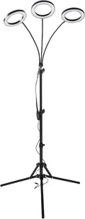 Fdit Plant Grow Light 6 Inch Full Spectrum LED with Adjustable Tripod and Gooseneck 10 Level Brightness and Timer for Indoor Plants and Growth Stages (US Plug 3 Heads 28W Use 3A Adapter)