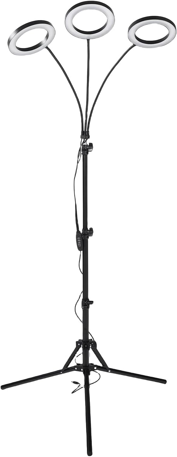 Fdit Plant Grow Light 6 Inch Full Spectrum LED with Adjustable Tripod and Gooseneck 10 Level Brightness and Timer for Indoor Plants and Growth Stages (US Plug 3 Heads 28W Use 3A Adapter)