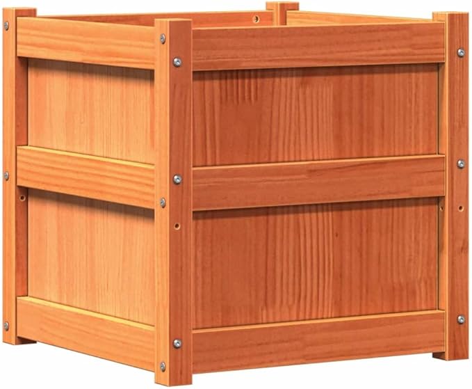 Raised Garden Bed Planters 2 Pcs Wax Brown Solid Pine Wood Outdoor Planters for Garden Patio and Balcony – Raised Garden Box for Vegetables Flowers and Herbs