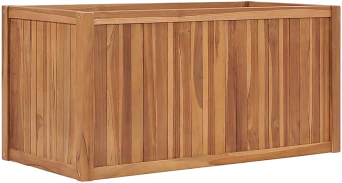 Outdoor Wooden Raised Garden Bed Planter Garden Box Raised Planter Raised Beds for Garden Flower Herb Vegetable 39.4x19.7x19.7 Solid Wood Teak