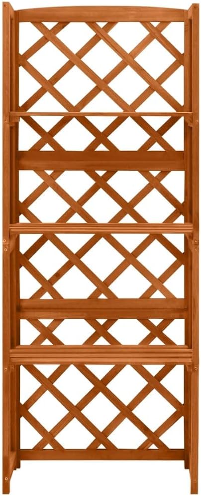 Trellis with 3 Shelves 21.6x11.8x55.1 Solid Fir Wood Planter Raised for Indoor Outdoor Garden Vegetables Flower Herb Plants Bed Elevated Wooden Box Stand for Backyard Patio BalconyBrown