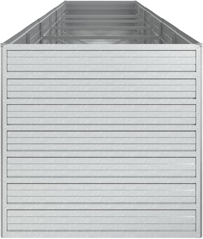 Decorative Planters Metal Garden Raised beds Outdoor Planter Boxes for Growing Vegetables Flowers Herbs and Succulents 189x31.5x30.3 Galvanized Steel Silver