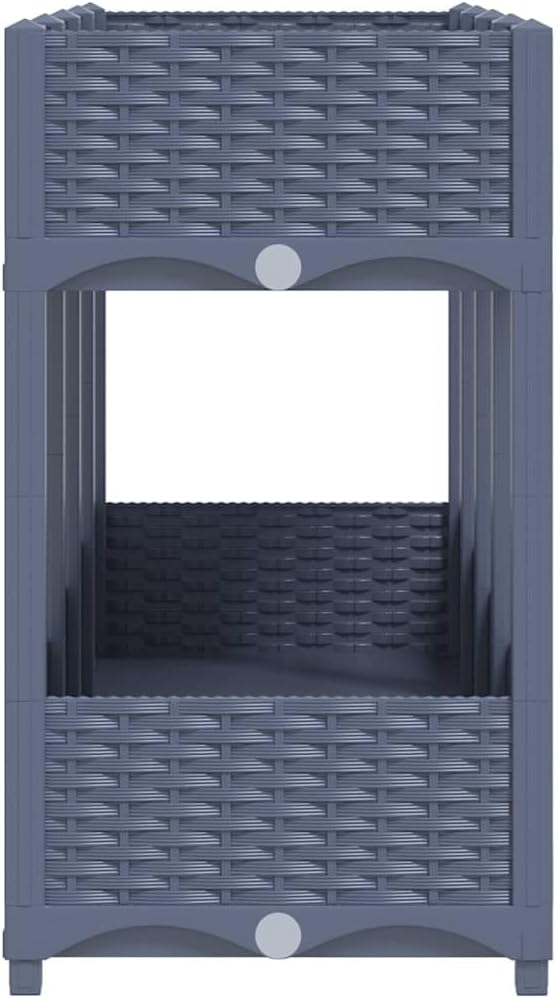 vidaXL Raised Bed - Durable and Sturdy Outdoor Gardening Solution - Made of Hard-Wearing Polypropylene - Ample Planting Space - Elegant Gray Design