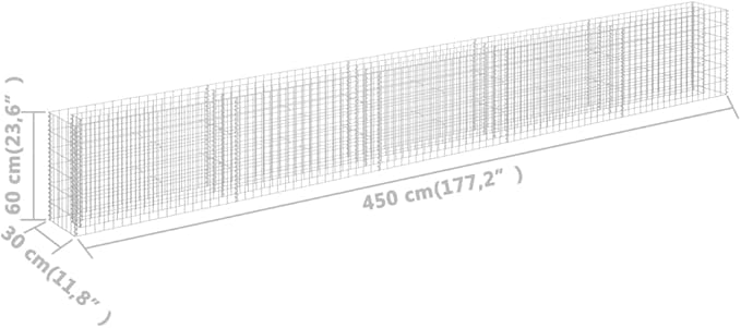 YAFF Gabion Raised Bed Galvanized Steel 177.2x11.8x23.6 (68.64lbs)