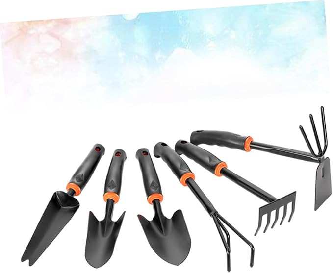 Yardwe 6pcs Garden Tool Shovel Rake Hoeing Rake Iron Tool for Landscaping Gardening