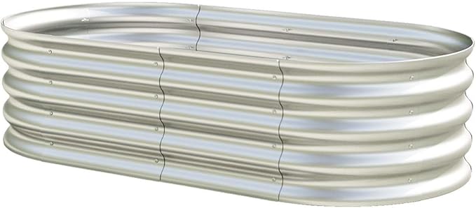 6x3x1ft Heavy Duty Metal Raised Garde Bed Kit Oval Large Metal Planter Boxes for Vegetables/Herbs/Flowers Galvanized Planter Raised Garden Beds for Outdoor with Reinforced Edges (2Pcs 6x3x1ft)