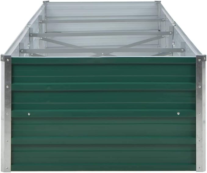 Garden Raised Bed Galvanized Steel 126x31.5x17.7 Green